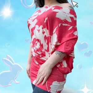 vtg y2k 2009 foreign exchange tropical resort off shoulder asymmetric top, sz lg